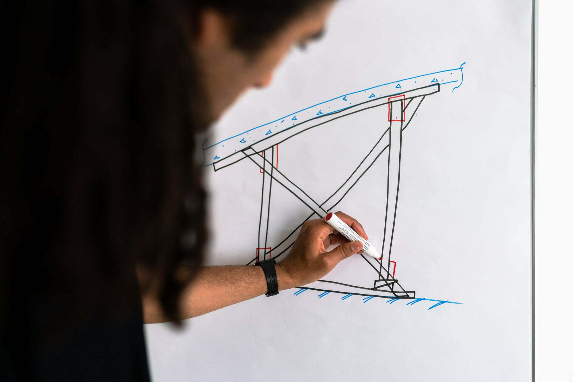 a man drawing a diagram