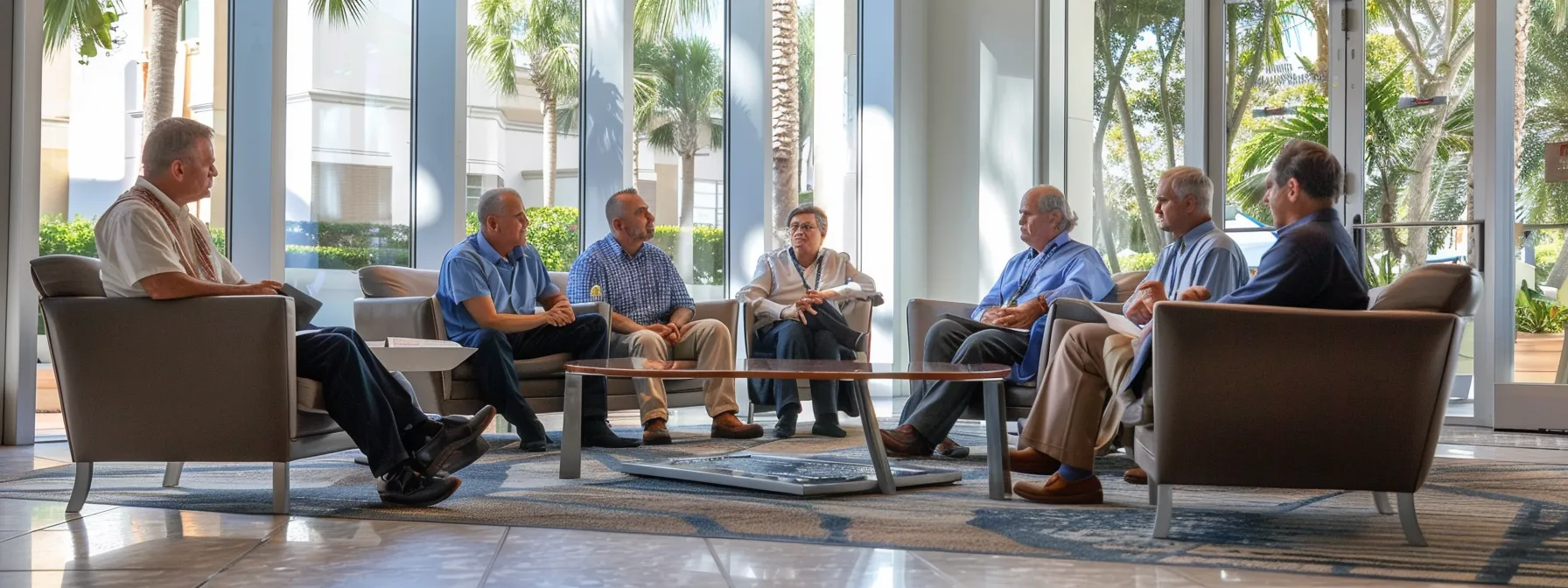 a group of business professionals discussing maintenance benefits tied to cool air today in bonita springs, fl.