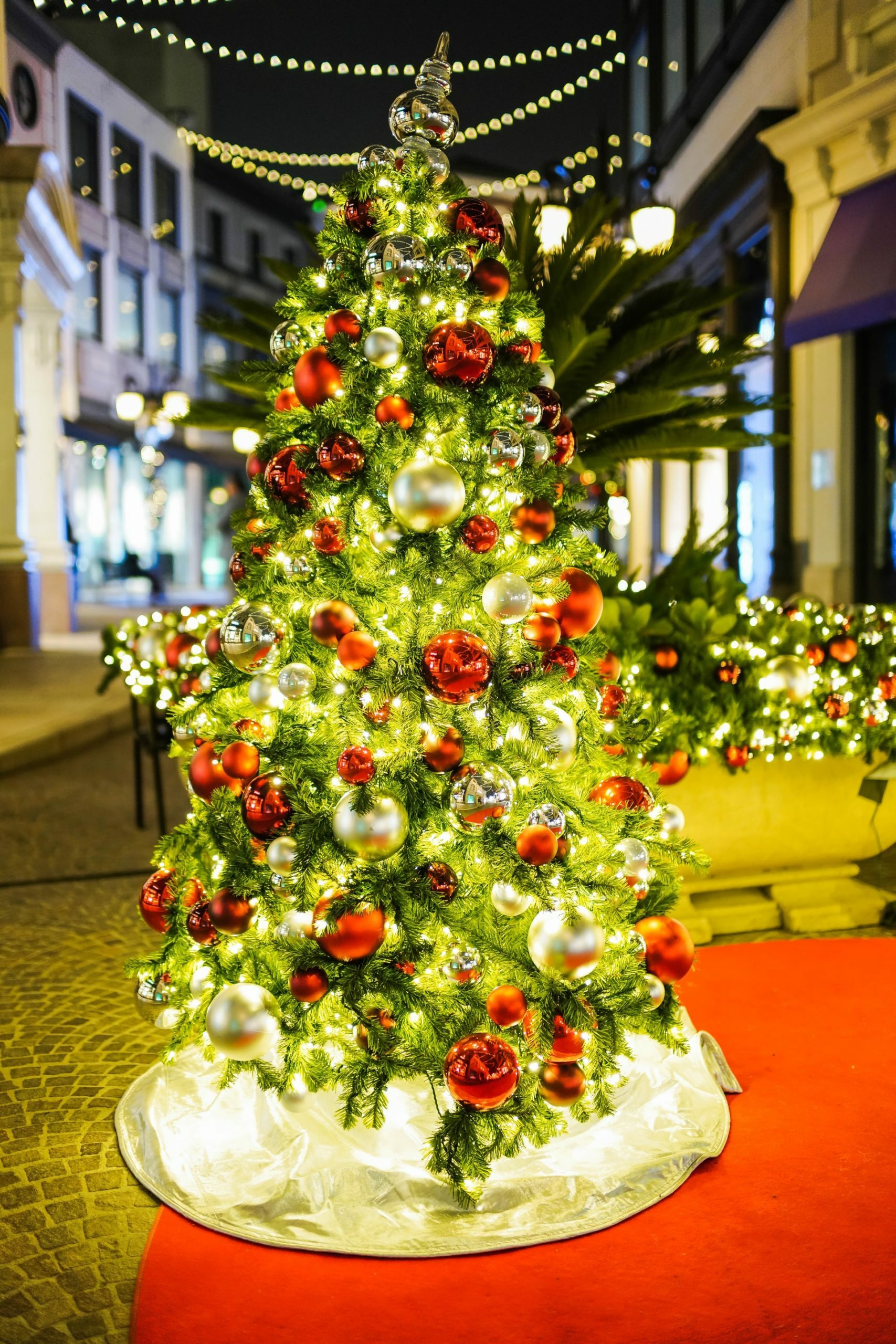 a christmas tree in a store